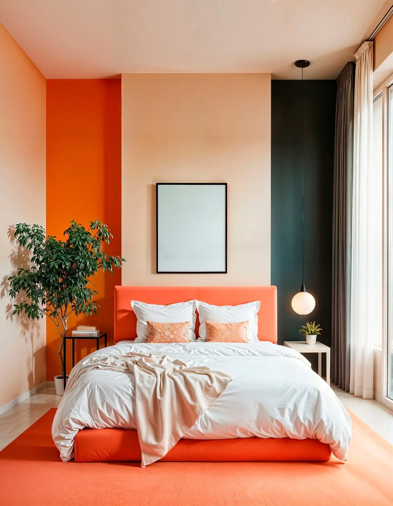 Minimalistisches Innendesign in bunten Pastelltönen.